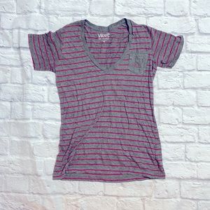 Gray + Pink Striped Vans Tee, size M